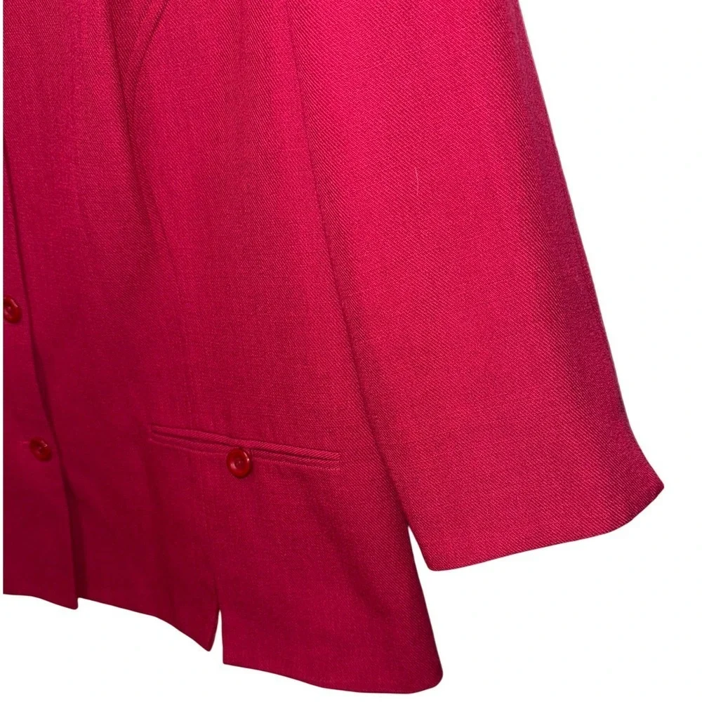 Dressbarn Red Blazer Jacket 3/4 Sleeve Single Breasted Classic Office 16W - Picture 5 of 12